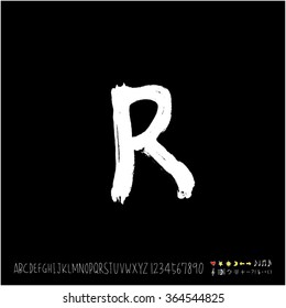 Hand drawn alphabet & number - vector