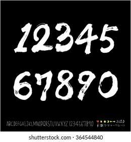 Hand drawn alphabet & number - vector