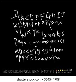 Hand drawn alphabet & number - vector