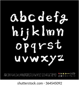 Hand drawn alphabet & number - vector