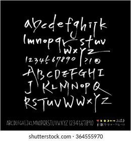 Hand drawn alphabet & number - vector