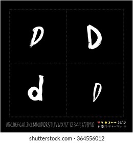 Hand drawn alphabet & number - vector