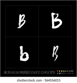 Hand drawn alphabet & number - vector
