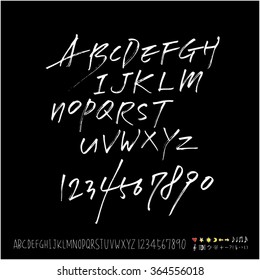 Hand drawn alphabet & number - vector