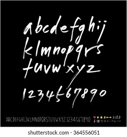 Hand drawn alphabet & number - vector