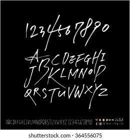 Hand drawn alphabet & number - vector