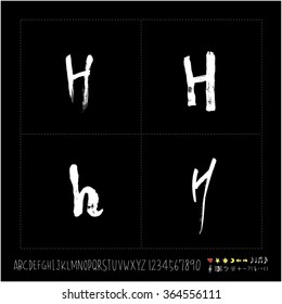 Hand drawn alphabet & number - vector