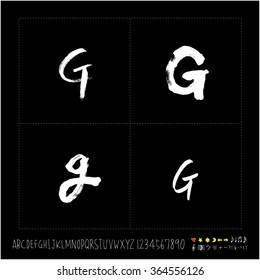 Hand drawn alphabet & number - vector