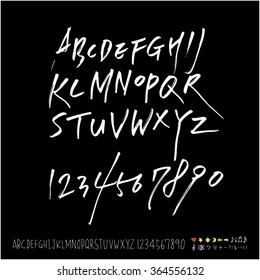 Hand drawn alphabet & number - vector