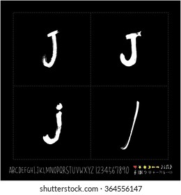 Hand drawn alphabet & number - vector