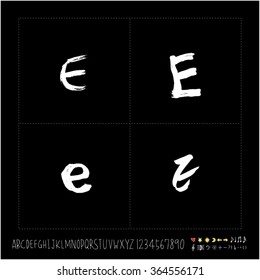 Hand drawn alphabet & number - vector