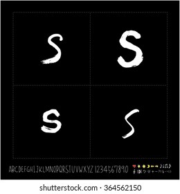 Hand drawn alphabet & number - vector