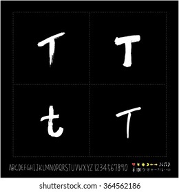 Hand drawn alphabet & number - vector