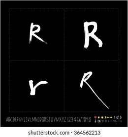 Hand drawn alphabet & number - vector