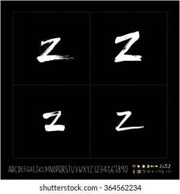 Hand drawn alphabet & number - vector