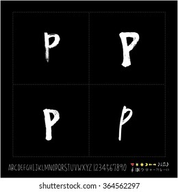 Hand drawn alphabet & number - vector
