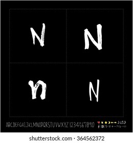 Hand drawn alphabet & number - vector