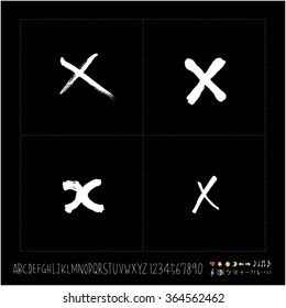 Hand drawn alphabet & number - vector