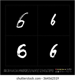 Hand drawn alphabet & number - vector