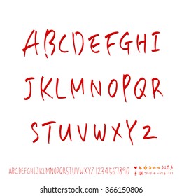 Hand drawn alphabet & number - vector