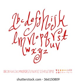Hand drawn alphabet & number - vector