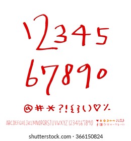 Hand drawn alphabet & number - vector