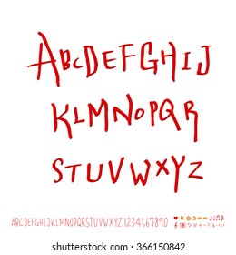 Hand drawn alphabet & number - vector