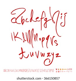 Hand drawn alphabet & number - vector