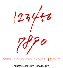 Hand drawn alphabet & number - vector