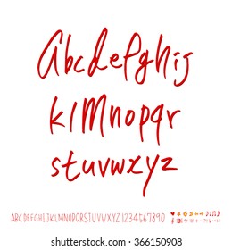 Hand drawn alphabet & number - vector