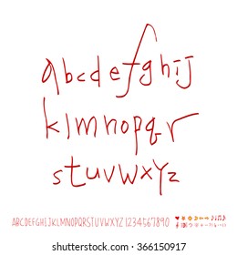 Hand drawn alphabet & number - vector