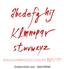 Hand drawn alphabet & number - vector