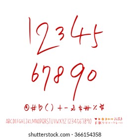 Hand drawn alphabet & number - vector