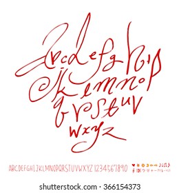 Hand drawn alphabet & number - vector