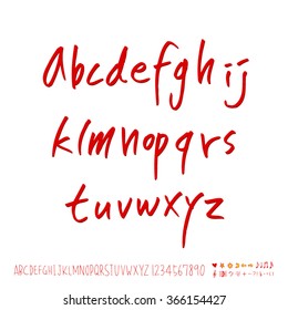 Hand drawn alphabet & number - vector