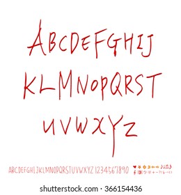 Hand drawn alphabet & number - vector