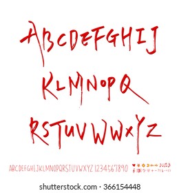 Hand drawn alphabet & number - vector