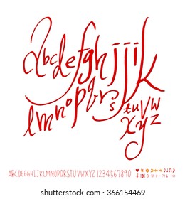 Hand drawn alphabet & number - vector
