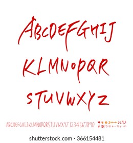 Hand drawn alphabet & number - vector