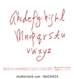 Hand drawn alphabet & number - vector