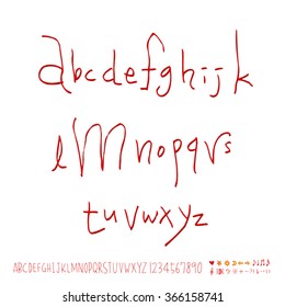 Hand drawn alphabet & number - vector
