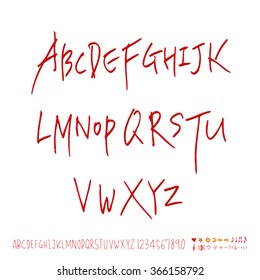 Hand drawn alphabet & number - vector