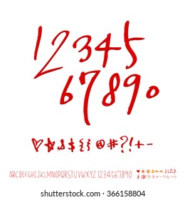 Hand drawn alphabet & number - vector