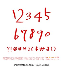 Hand drawn alphabet & number - vector