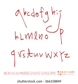 Hand drawn alphabet & number - vector