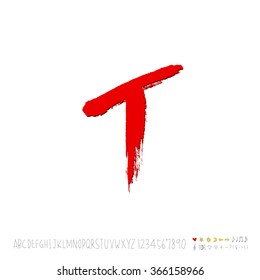 Hand drawn alphabet & number - vector