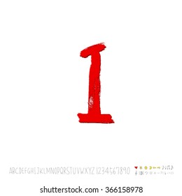 Hand drawn alphabet & number - vector