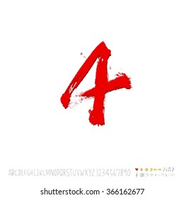 Hand drawn alphabet & number - vector
