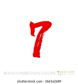 Hand drawn alphabet & number - vector