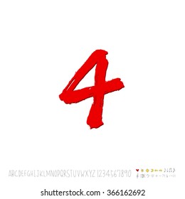 Hand drawn alphabet & number - vector